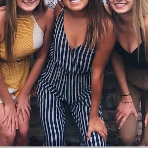 Navy striped jumpsuit